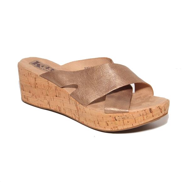 Korks Amboy Platform Wedge Sandals Size 9US 40.5EI Criss-cross Leather Straps - Picture 1 of 9